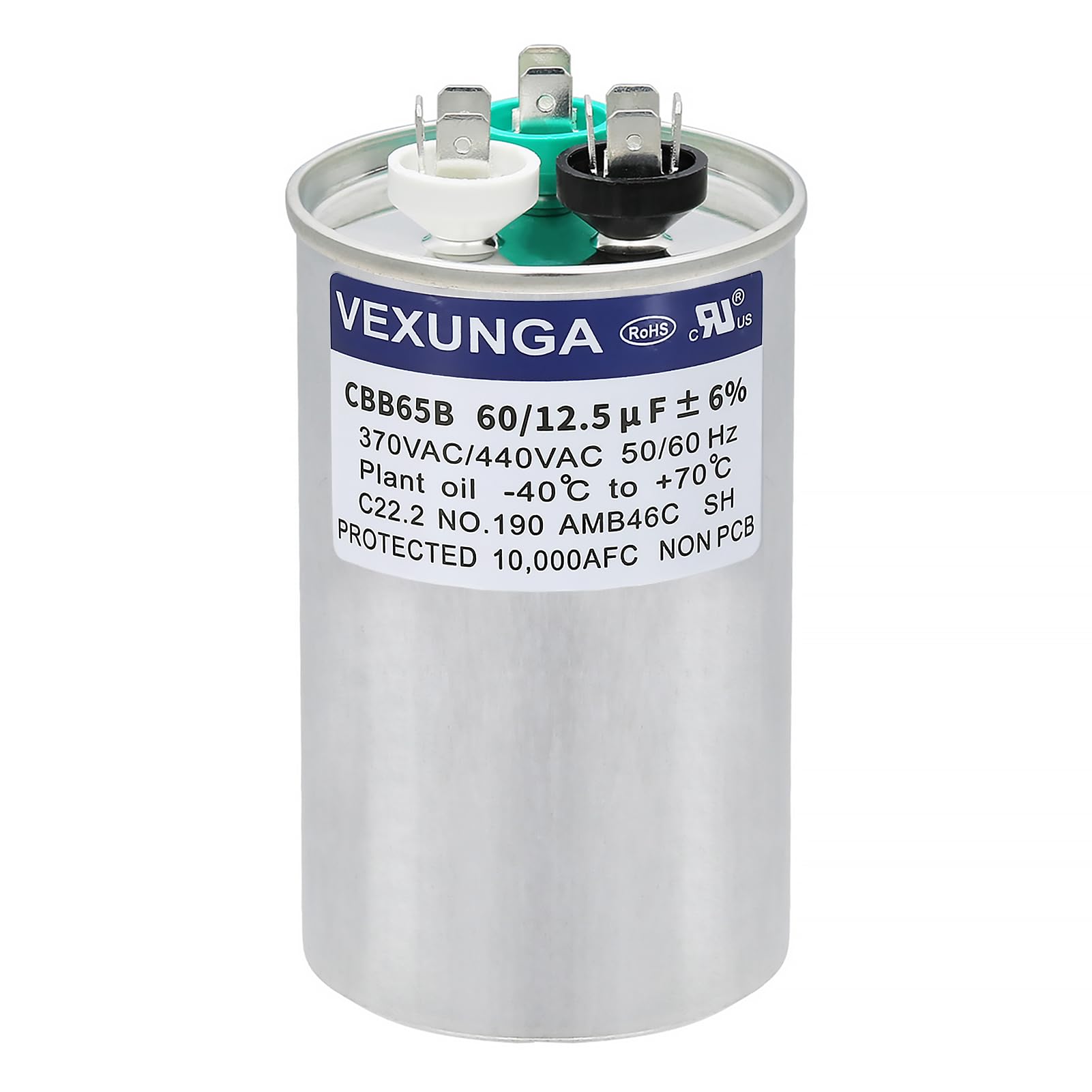 45/5 uF 45+5 MFD 370V or 440V Dual Run Start Round A/C Capacitor 45 5 uF 370 440 Volt VAC CBB65B Air Conditioner Capacitors for AC Unit Fan Motor Start or Heat Pump or Condenser Straight Cool