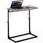 Vagusicc C Shaped End Table, 33"Tall Side Table for Couch, C-Table Sofa Table Adjustable Height Side Table, Large Surface Slide Under Couch Table, Coffee Table TV Tray for Living Room, Bedroom, Black