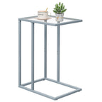 C Table Side End Table, Small C Shaped Table for Sofa,Glass Couch Sofa Tray Snack Table for Living Room, Bedroom,TV Tray Table for Small Space,Accent Coffee Table,Nightstand with Metal Frame(Yellow)