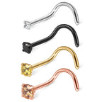 Ruifan 18G 1.5mm 2mm 2.5mm 3mm 3.5mm 4mm Round Diamond CZ Nose Screw Studs Rings Piercing Jewelry 4-12PCS