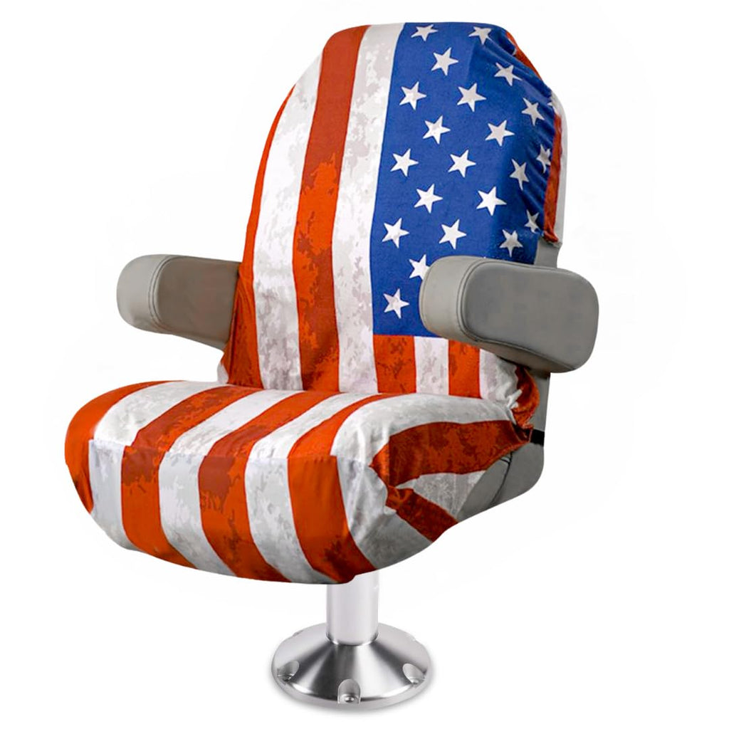 Boat Seat Cover - Microfiber, Quick-Dry, Universal Fit, Stylish Bass Design for Captain's Chairs, Pontoon Towel Seat Covers