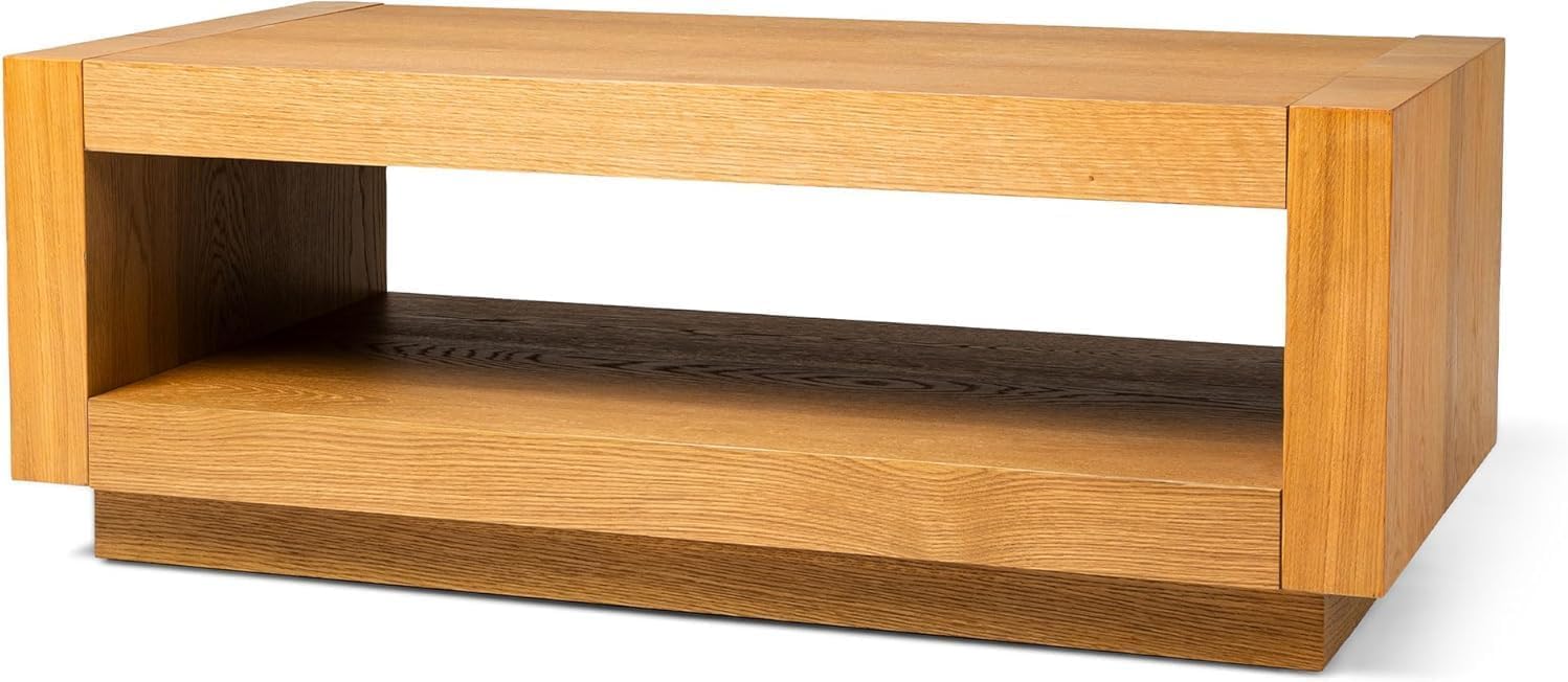 Maven Lane Artemis Coffee Table – 18 Inch Rectangle Table with Storage – Black Solid Wood – Ideal for Living Room and Lounge