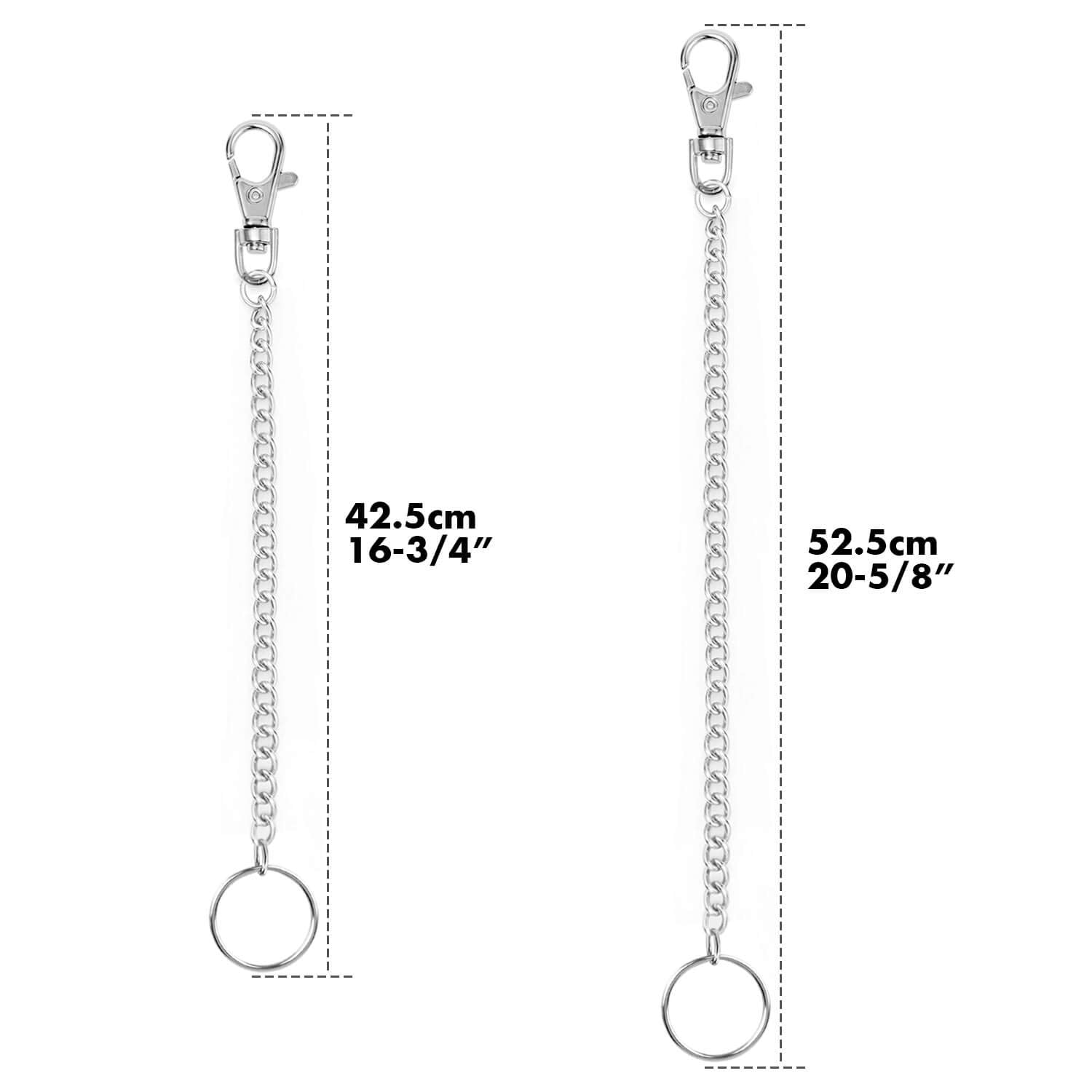 anezus 2Pcs Chain Belt Set, Wallet Chain, Pants Chain, Pocket Chain with Keyring for Pants Belt Jeans Wallets and keys (16” & 20”) - Grand Goldman