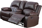 Bonded Leather Living Room Furniture Set Reclining Sofa Set Loveseat Furniture Sets in Living Room Sofa Recliners (3 Pieces, Brown)