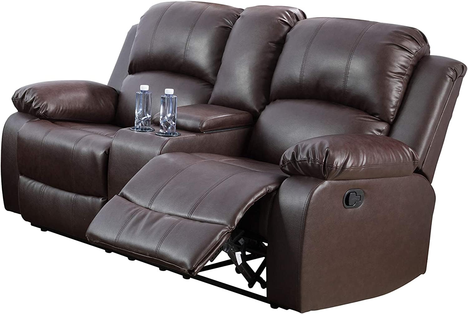 Bonded Leather Living Room Furniture Set Reclining Sofa Set Loveseat Furniture Sets in Living Room Sofa Recliners (3 Pieces, Brown)