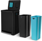 Home Zone Living 19 Gallon Kitchen Trash Can with Dual Compartments for Recycling, CleanAura Odor Control, Stainless Steel, Matte Black, 70 Liters Total
