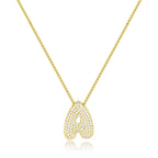 Collier Lettre Bulles KissYan, Pendentif Initiale Ballon Plaqué Or 14K, Collier Chaîne Boîte, Bijoux Délicats Pavé CZ, Cadeau pour Femmes (15mm A)