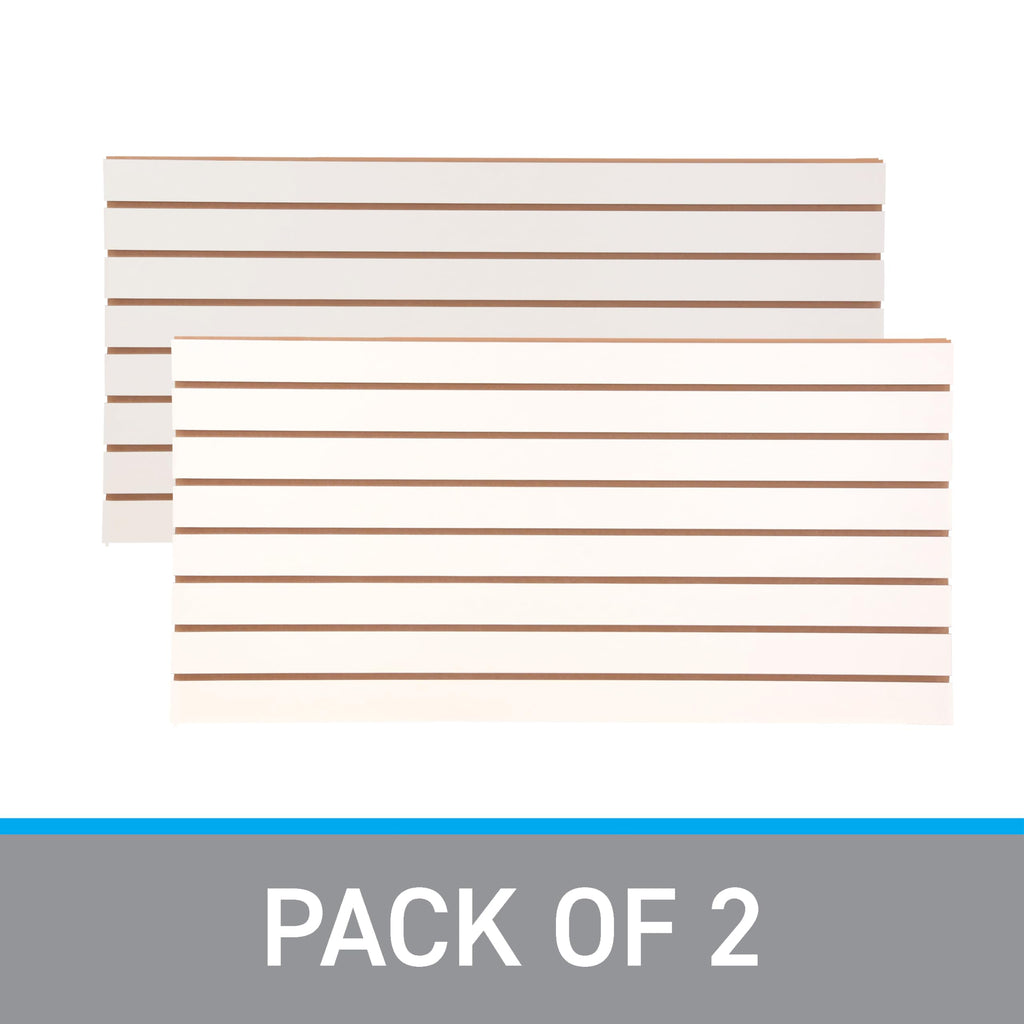 SSWBasics 4ft x 2ft Horizontal White Slatwall Panels Easy Organizer (24"H x 48"L) - Pack of 2 - Streamline Your Space with Effortless Retail Displays, Garage Wall Solutions, and Craft Storage