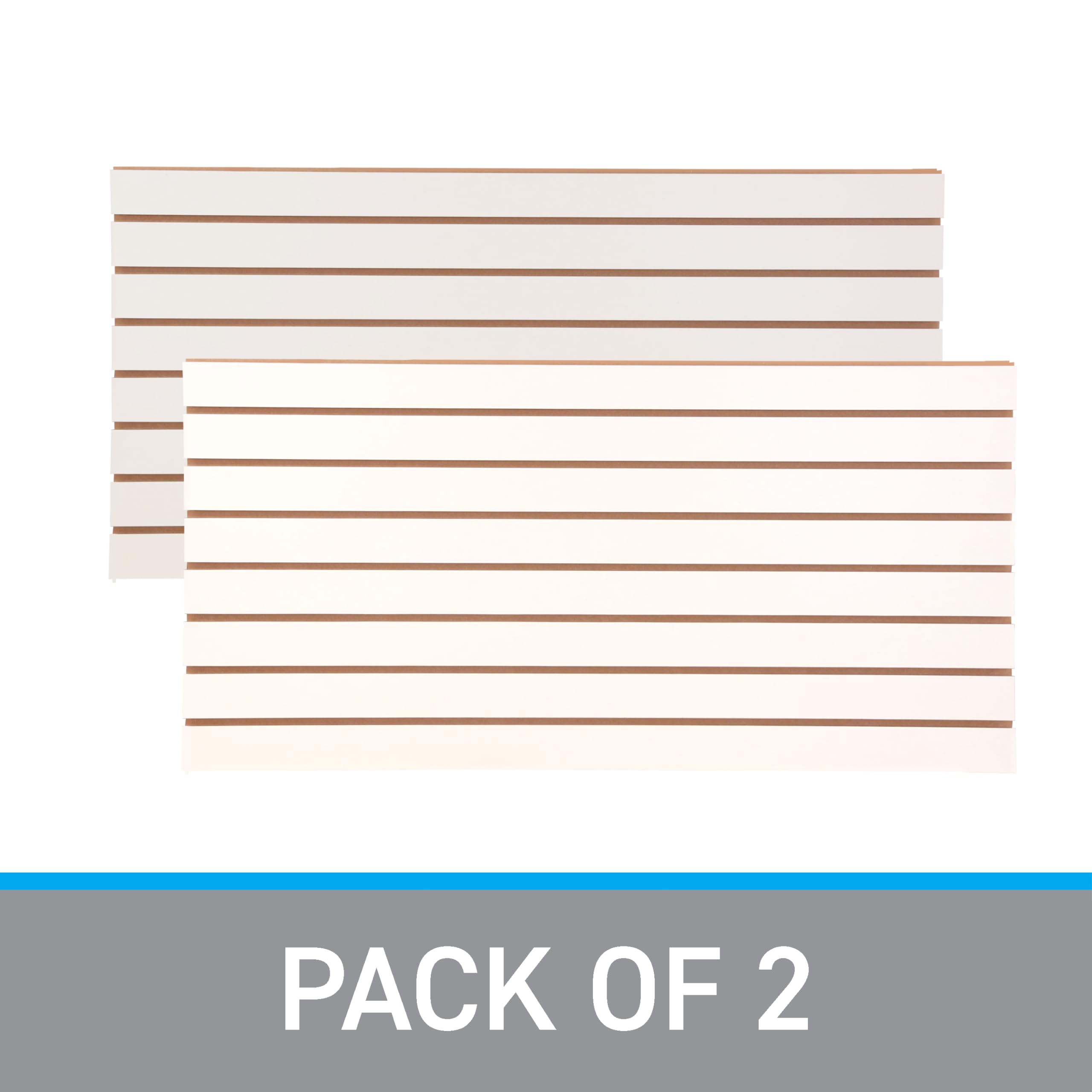 SSWBasics 4ft x 2ft Horizontal White Slatwall Panels Easy Organizer (24"H x 48"L) - Pack of 2 - Streamline Your Space with Effortless Retail Displays, Garage Wall Solutions, and Craft Storage