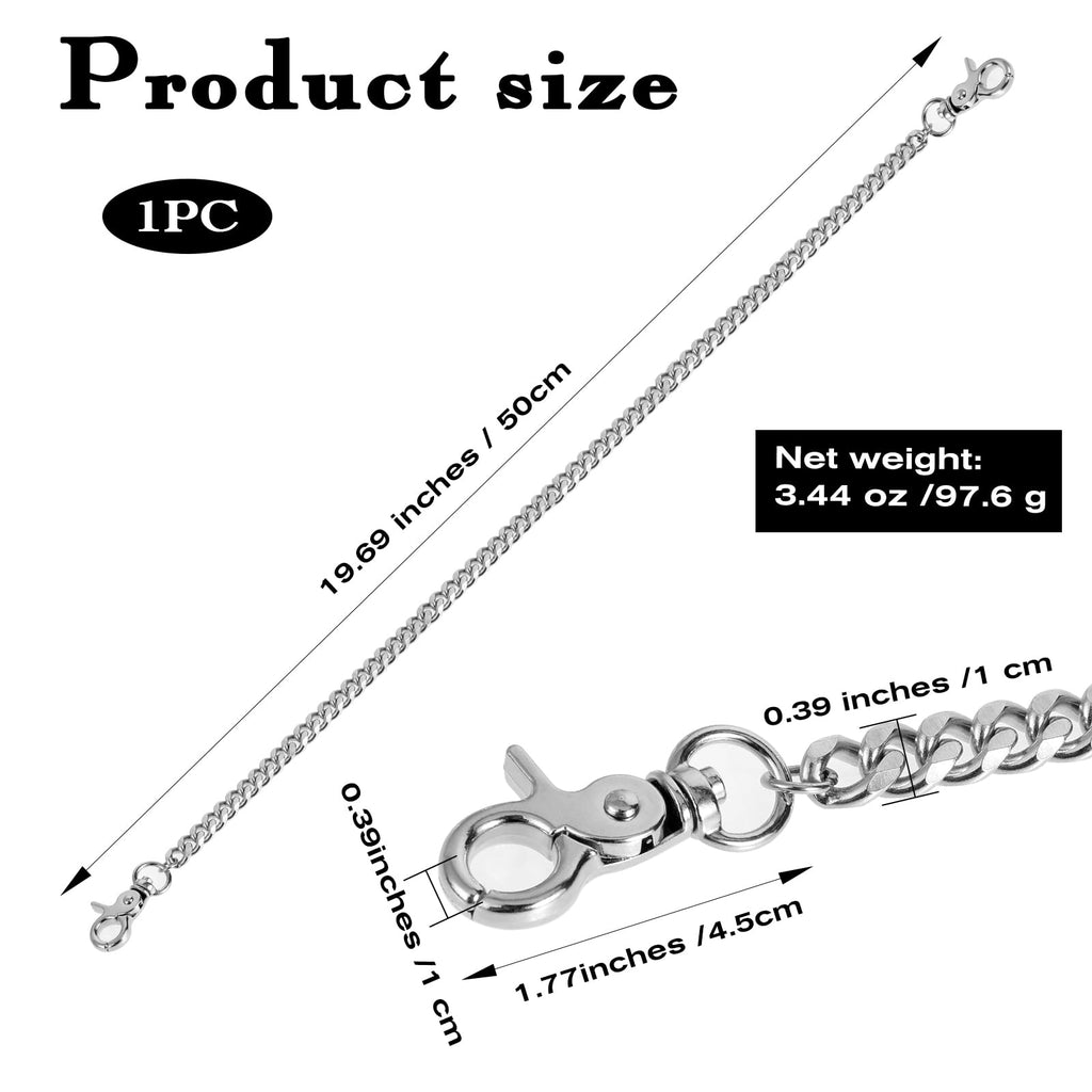 WY LIGHTING LEVEL Waist Chain Heavy Duty Metal Keychain Punk Wallet Chains Hip Hop Keyholder Round Clasp Goth Keyring for Pants(Silver)