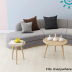 WoodShine Side Table Small Round Solid Wood Sofa End Tables Accent Nesting Coffee Table Natural(H:18.11inch)