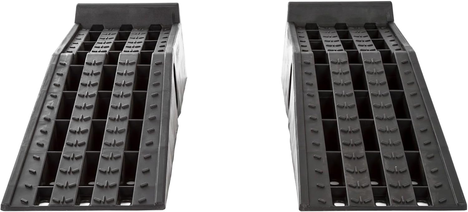 Black Widow Plastic Car Service Ramps - Lifts Vehicles 6.25" H for Maintenance or Oil Changes - Each Ramp is 12" W and 10,000 lbs. Capacity Per Pair-Pack of Two