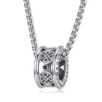 Viking Ring Necklace for Men 925 Sterling Silver Compass/Triquetra/Triskelion/Talisman/Rune/Valknut/Dragon/Odin Pendant Necklace Amulet Jewelry Gifts for Father Son Boyfriend Brother