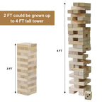 Jogo Juegoal 54 Peças Torre Gigante de Blocos de Queda Jogo Gigante de Empilhamento de Madeira com 1 Dado Conjunto Bolsa de Lona para Adultos, Crianças, Família