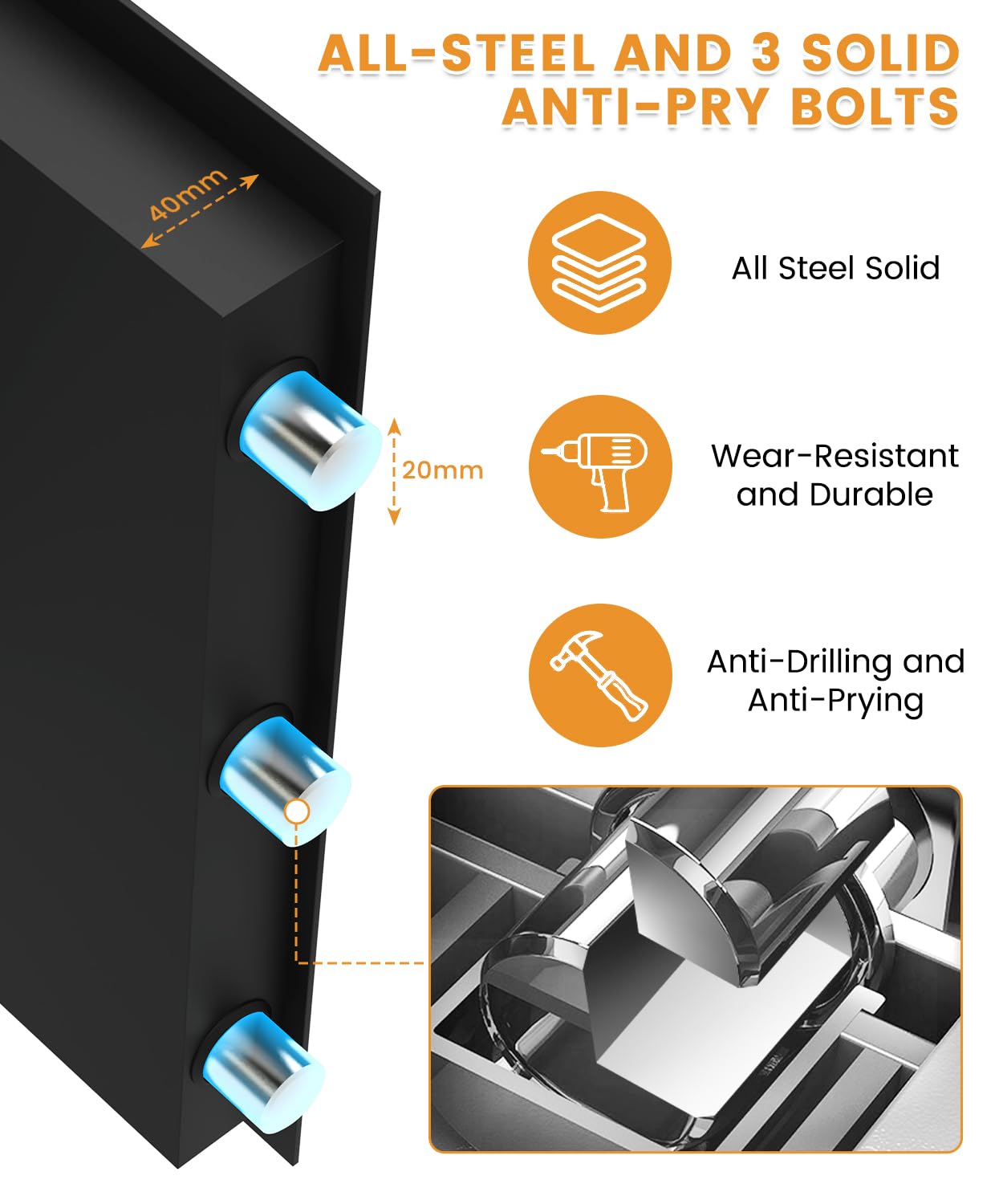 4.1 Cuft feuerfester Safe für Hausdokumente, feuerfeste und wasserdichte Safe-Box, Sicherheitssafes mit Tastatur-Schlüsselschloss, stillem Modus, herausnehmbarem Regal, großer digitaler Kombinationssafe für Geld und Schmuck