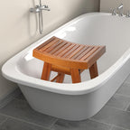 URFORESTIC Teak Shower Bench Teak Shower Stool Curved Seat