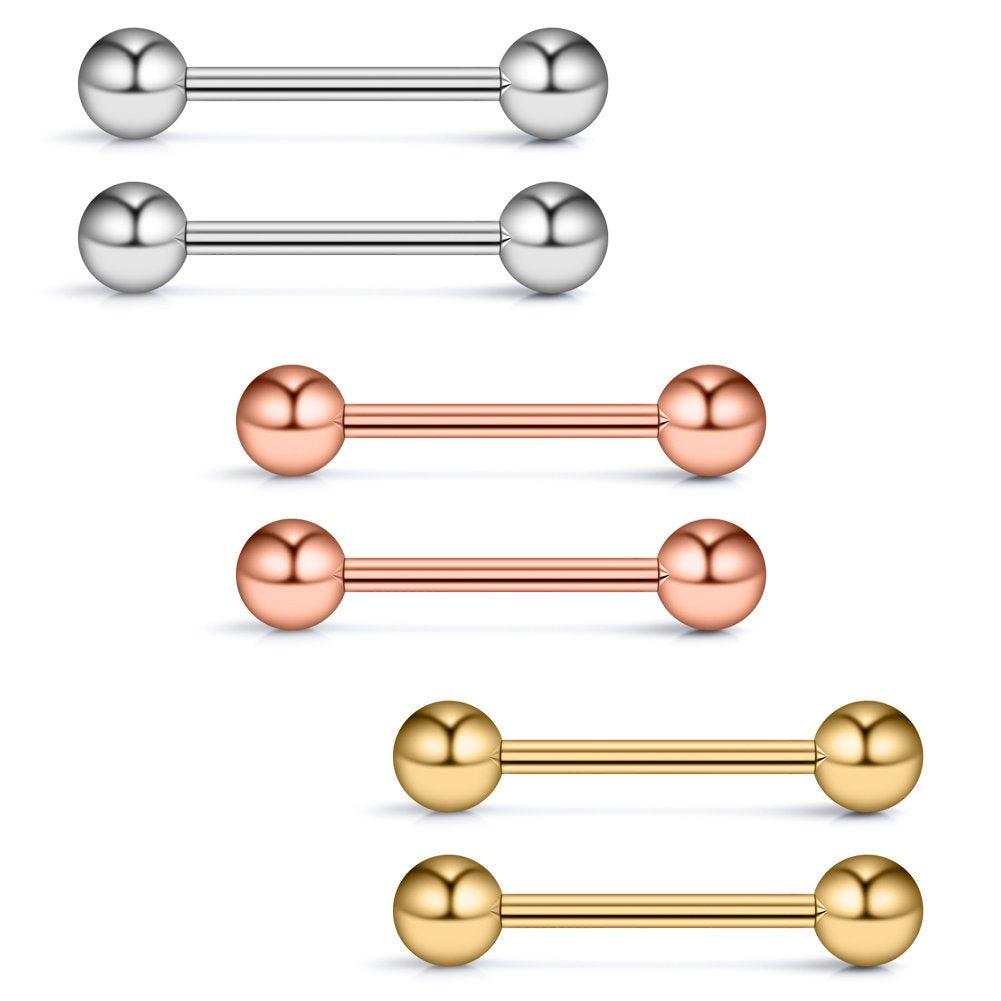 Ruifan 316L Stainless Steel Nipple Shield Barbell Ring Bar Body Piercing 14G