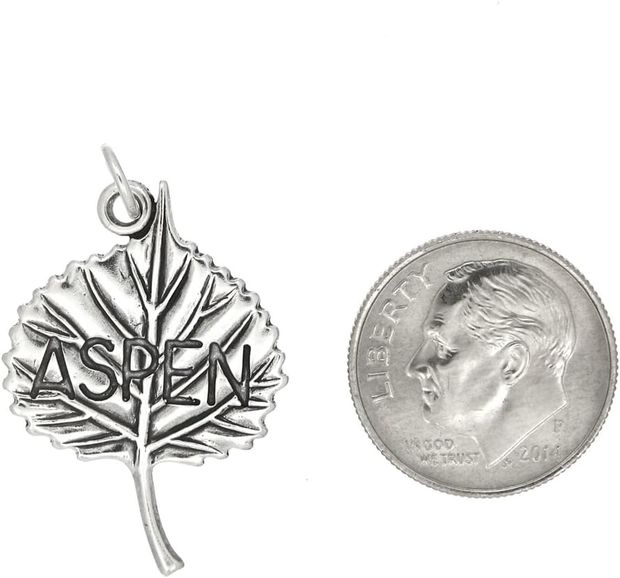 Sterling Silver Oxidized Large Aspen Leaf Charm