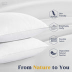 puredown® Goose Feathers and Down White Pillows with 100% Cotton Cover, Bed Sleeping Hotel Collection Pillows Set of 2, Standard Size