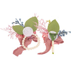 Weslymoo Dusty Pink Rose Wrist Corsage and Boutonniere Set Artificial Prom Flower Corsage Wristlet Band Bracelet and Boutonniere for Men Wedding Accessories Prom Stuff Decorations