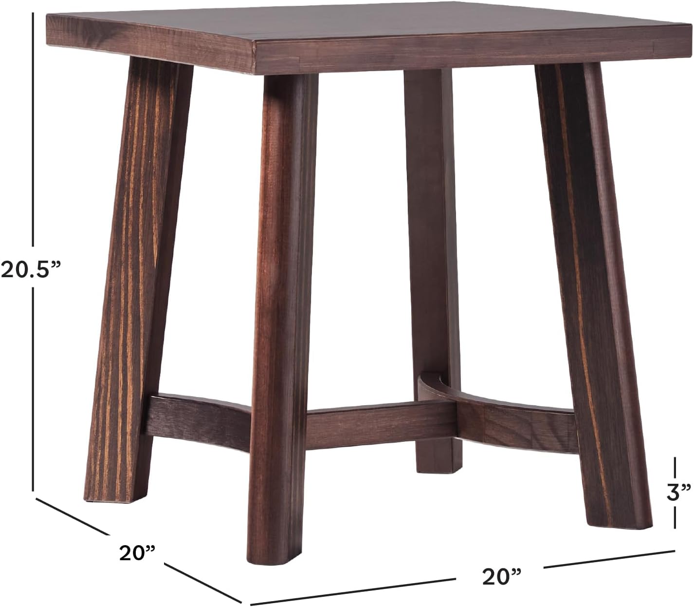 Walker Edison Colt Modern Farmhouse Solid Wood Square Side Table, 18 Inch, Espresso
