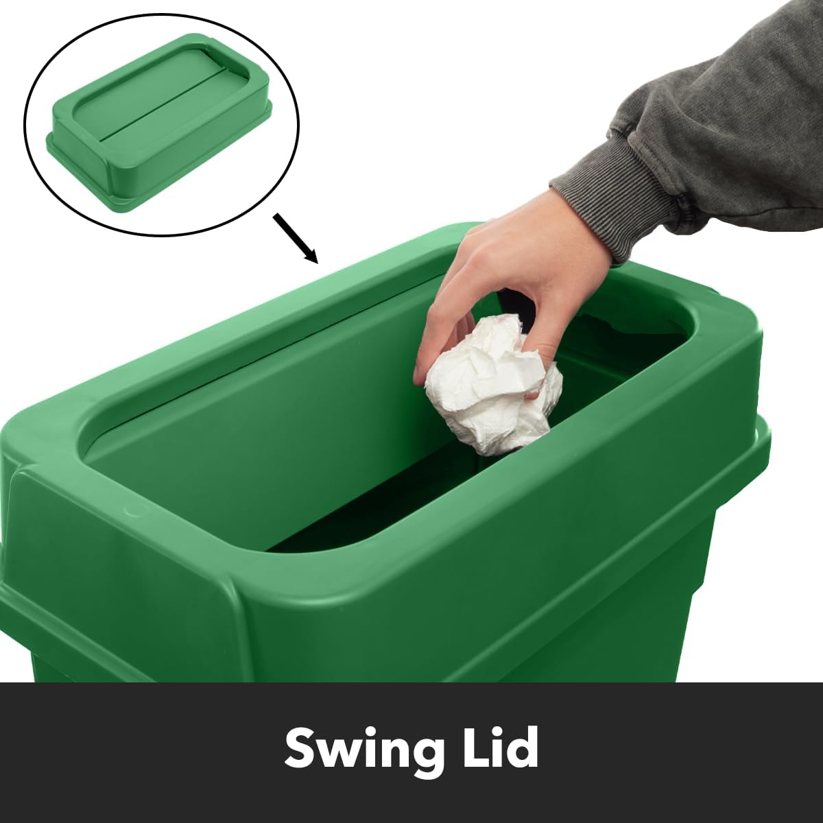 3-Stream (69 Gallon) Slim Rectangular Recycle Station with Lid (Drop Shot, Bottle), Mixed Recycling Station Kit, Commercial Trash Cans, Garbage Cans with Lid