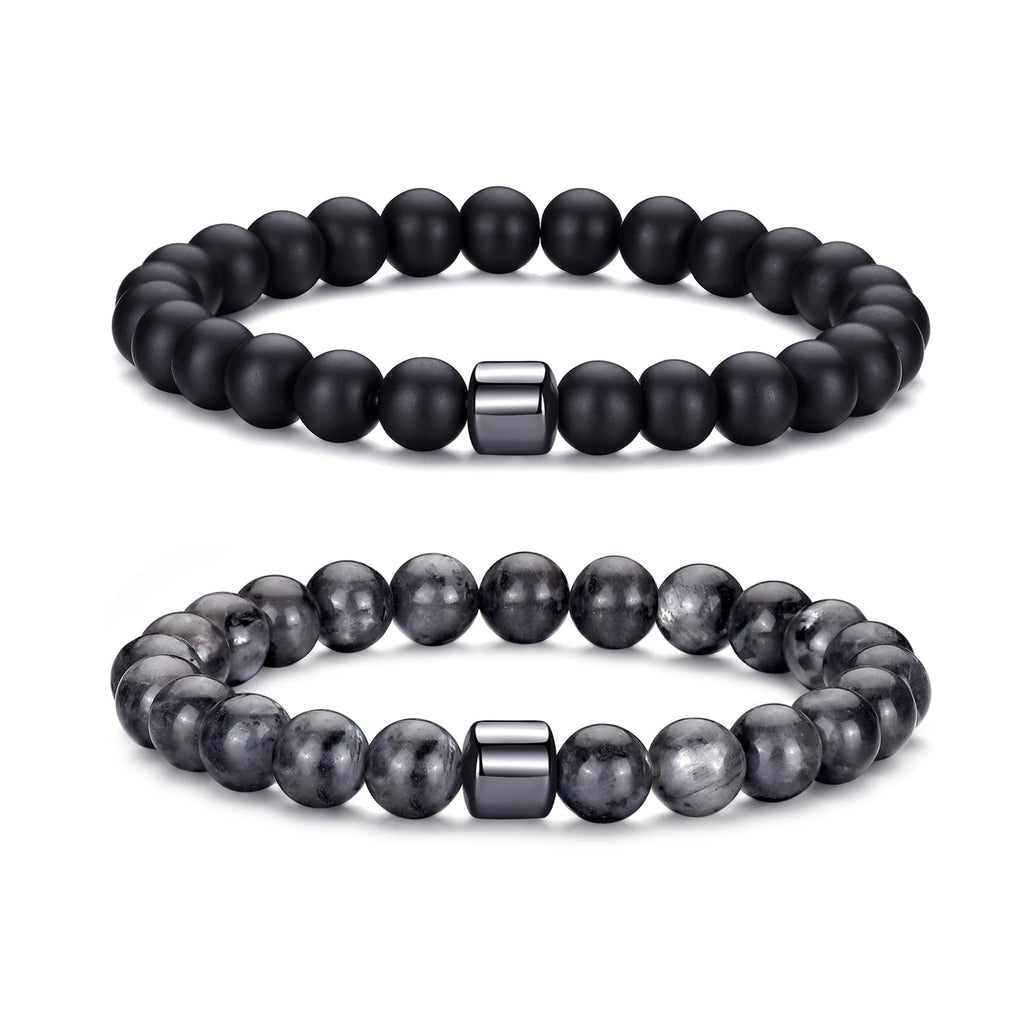 RANKEEF Tiger Eye Bracelet For Men 8MM Natural Stone Stretch Adjustable Black Crystal Beaded Bracelet for Men Women Gifts
