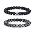 RANKEEF Tiger Eye Bracelet For Men 8MM Natural Stone Stretch Adjustable Black Crystal Beaded Bracelet for Men Women Gifts