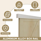 JUBEST 6FT Barn Door Sliding Hardware Track Kit, Aluminium Alloy Box Rail Hardware for Classic Modern Interior Single Wooden Door,Low Clearance