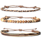 Handmade Natural Stone Beaded Healing Bracelet Gift for Men Adjustable Rope String Bracelet (Lava Rock, Adjustable)