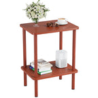 Apicizon 2 Tier End Table, Small Side Table with Solid Wood Legs, Boho Bedside Table with Storage Shelf, Nightstand for Small Spaces, Bedroom, Living Room, Entryway, Farmhouse, Easy Assembly, Natural