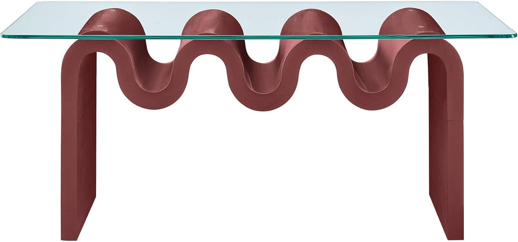 Modway Ondine Glass and Wood Coffee Table in Spiced Apple