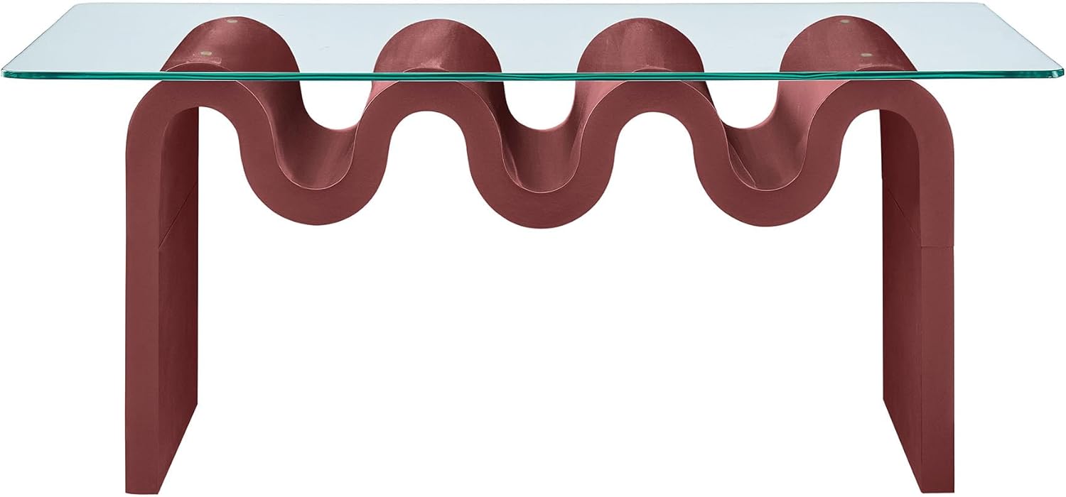 Modway Ondine Glass and Wood Coffee Table in Spiced Apple