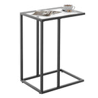 C Table Glass End Table, Couch Side Table, Tempered Glass Snack Side Table with Metal Frame, TV Tray Table for Small Space, Sofa Couch Side Tableand Bed Side Table(Black)