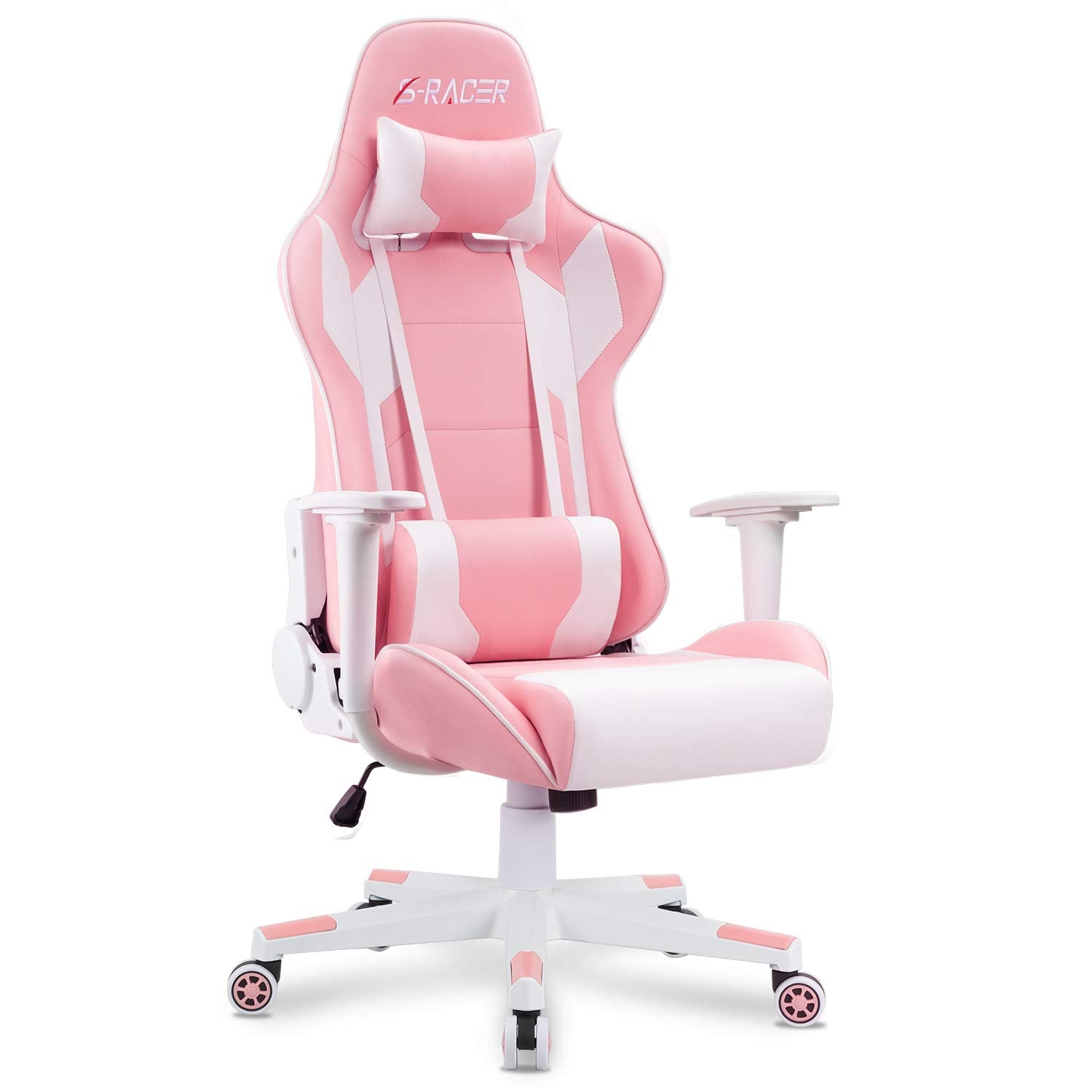 Homall Gaming Chair, Office Chair High Back Computer Chair Leather Desk Chair Racing Executive Ergonomic Adjustable Swivel Task Chair with Headrest and Lumbar Support (White)