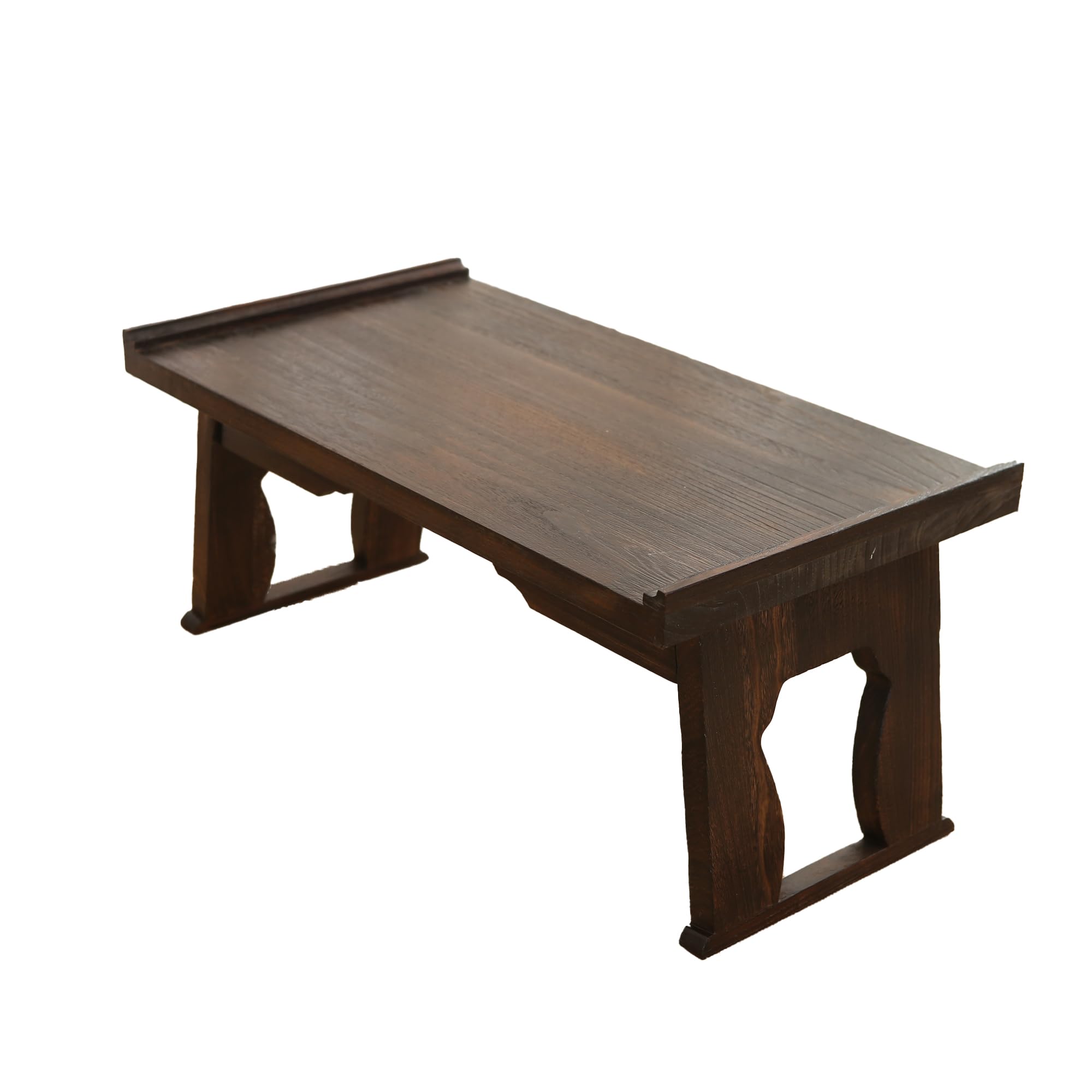 Japanese Wood Floor Table with Foldable Legs - Coffee Tables for Living Room, Bed Desk Tray,Meditation Altar, Laptop Desk