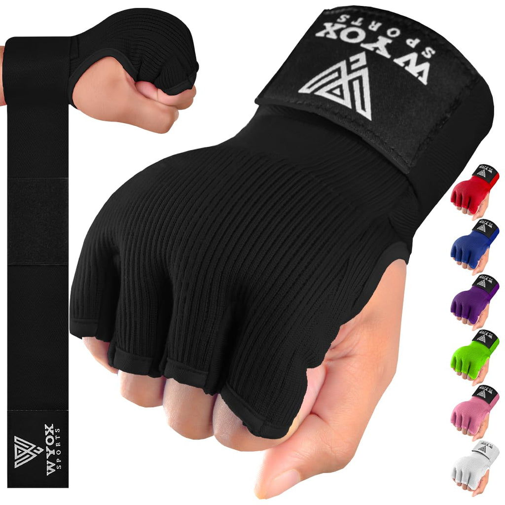 WYOX Gel Boxing Hand Wraps Inner Gloves for Men & Women – 80cm Quick Wrist Strap, Padded Knuckle Support, Fingerless MMA Muay Thai Kickboxing Wraps for Training, Punching & Martial Arts