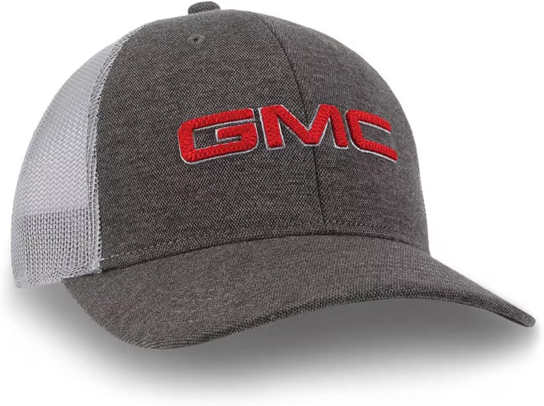 GMC Heathered Chino Snapback Hat - Mesh Back Cap w/ 3D GMC Logo - Officially Licensed by GM