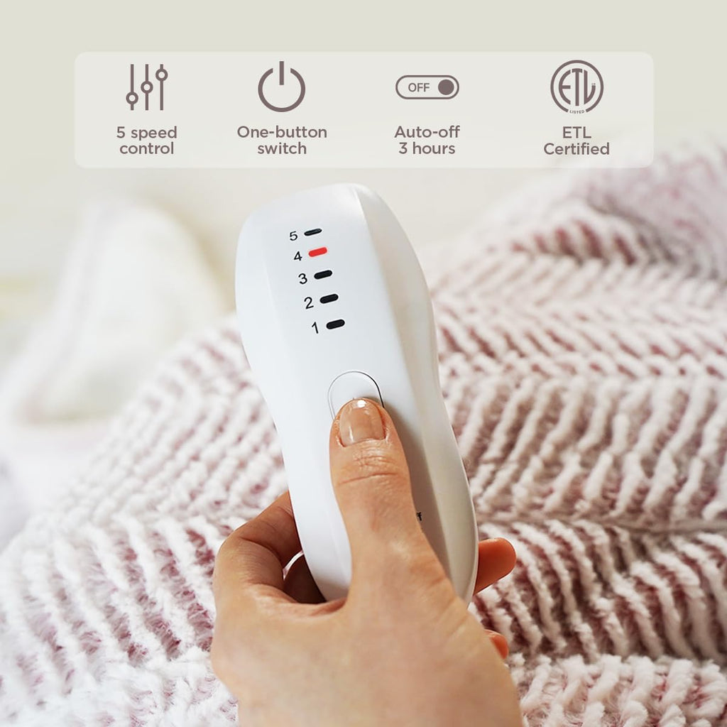 Opvarmet tæppe 50" x 60" - Opvarmet tæppe med 5 varmeniveauer og 3 timers automatisk slukning, maskinvaskbar, ETL &amp; FCC-certificering, overvarmebeskyttelse (Racoon) 