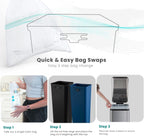 Home Zone Living 13 Gallon Slim Kitchen Trash Can with Dual Compartments for Trash and Recycling, Soft Close Lid, Step Pedal, Stainless Steel, Silver, Gen 1