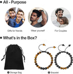 M MOOHAM Natural Stone Bracelets for Men - 8mm Tiger Eye, Matte Agate, Lava Rock - Teen Boys Gifts for Birthday, Anniversary, Christmas