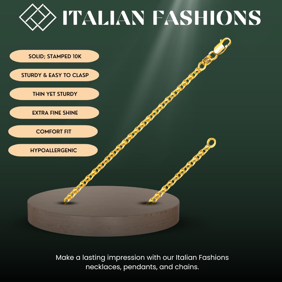 ITALIAN FASHIONS REAL Solid 14K or 10K Yellow Gold 1.50mm,1.7mm, 2.0mm Flat Open Wheat Spiga Chain Necklace with Lobster Claw Clasp | Multiple Lengths Available | Men Women | MADE IN ITALY (10K Solid Yellow Gold 1.5mm, 18.0 Inches) - Grand Goldman
