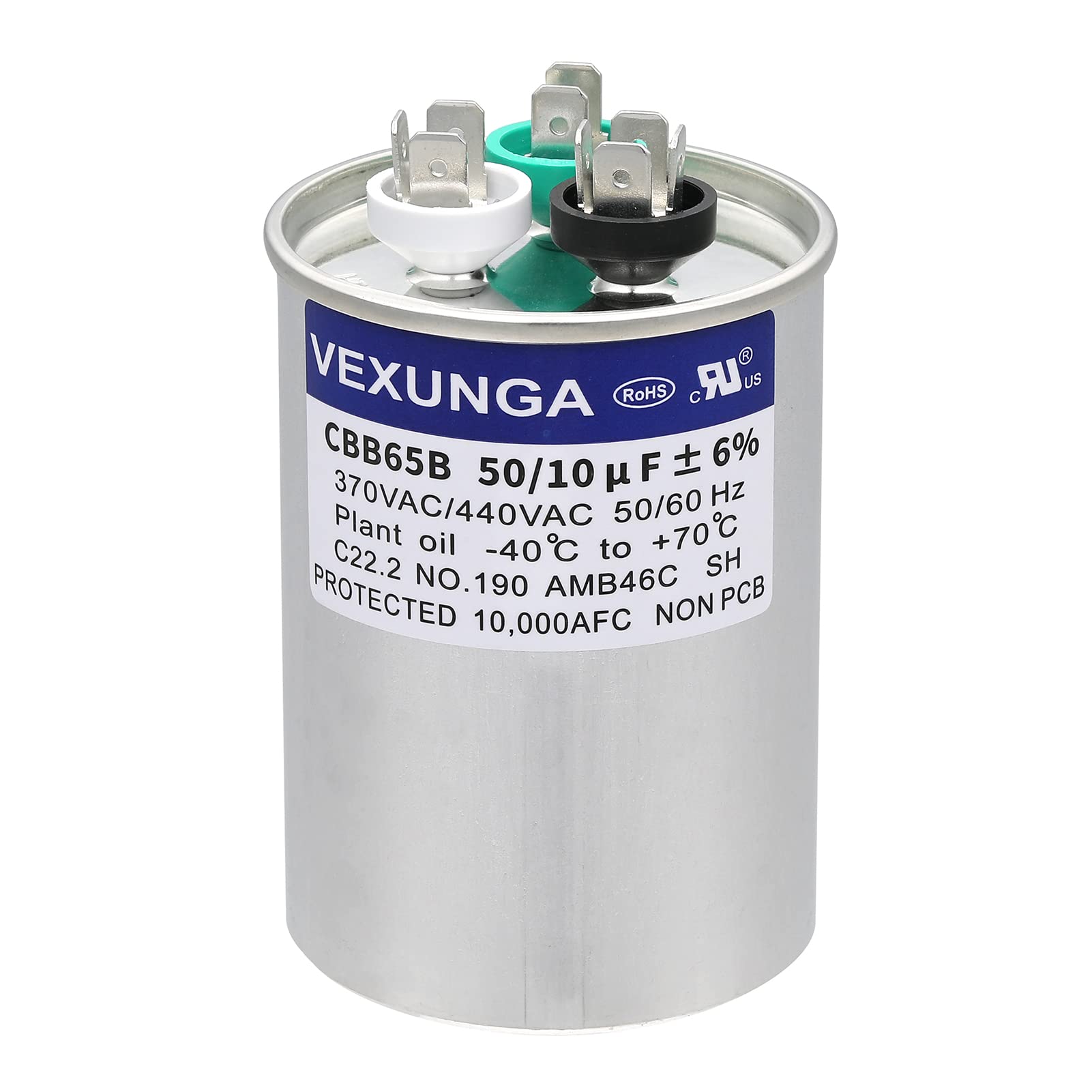 45/5 uF 45+5 MFD 370V or 440V Dual Run Start Round A/C Capacitor 45 5 uF 370 440 Volt VAC CBB65B Air Conditioner Capacitors for AC Unit Fan Motor Start or Heat Pump or Condenser Straight Cool