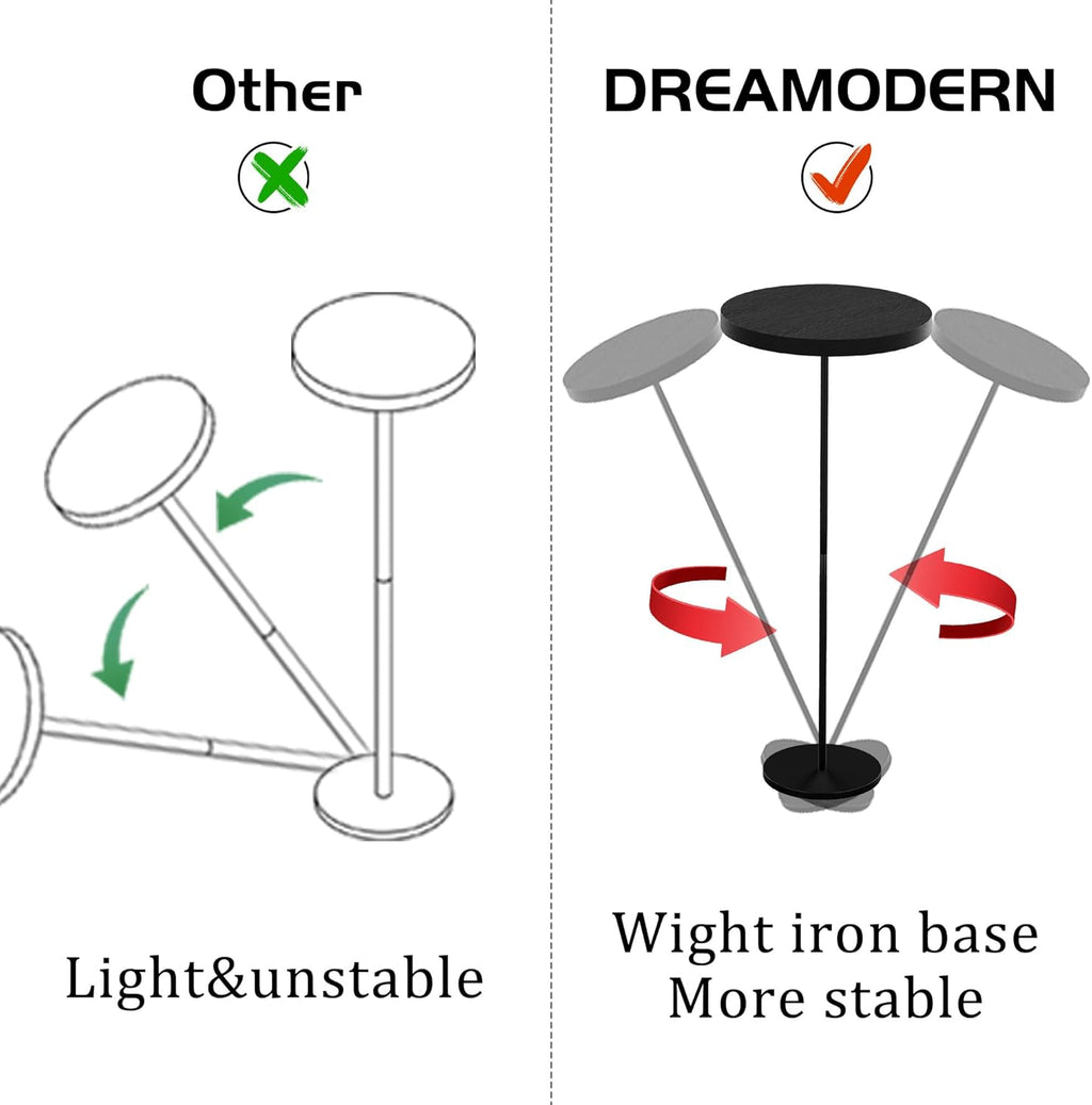 Small Side Table, Metal Round Drink Table, Desktop Diameter 9.99“ for Living Room Bedroom Small Spaces Sofa Couch Chair, Black