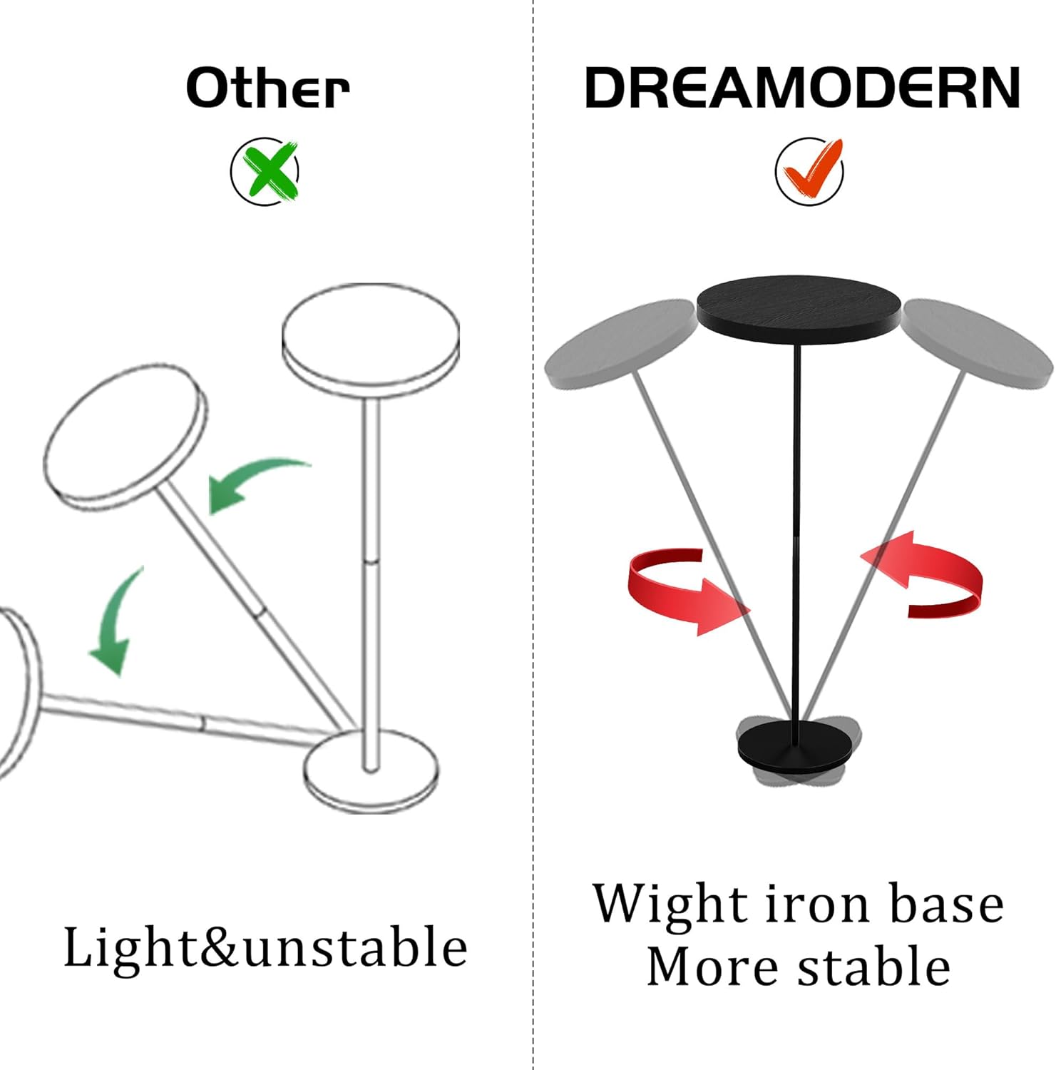 Small Side Table, Metal Round Drink Table, Desktop Diameter 9.99“ for Living Room Bedroom Small Spaces Sofa Couch Chair, Black