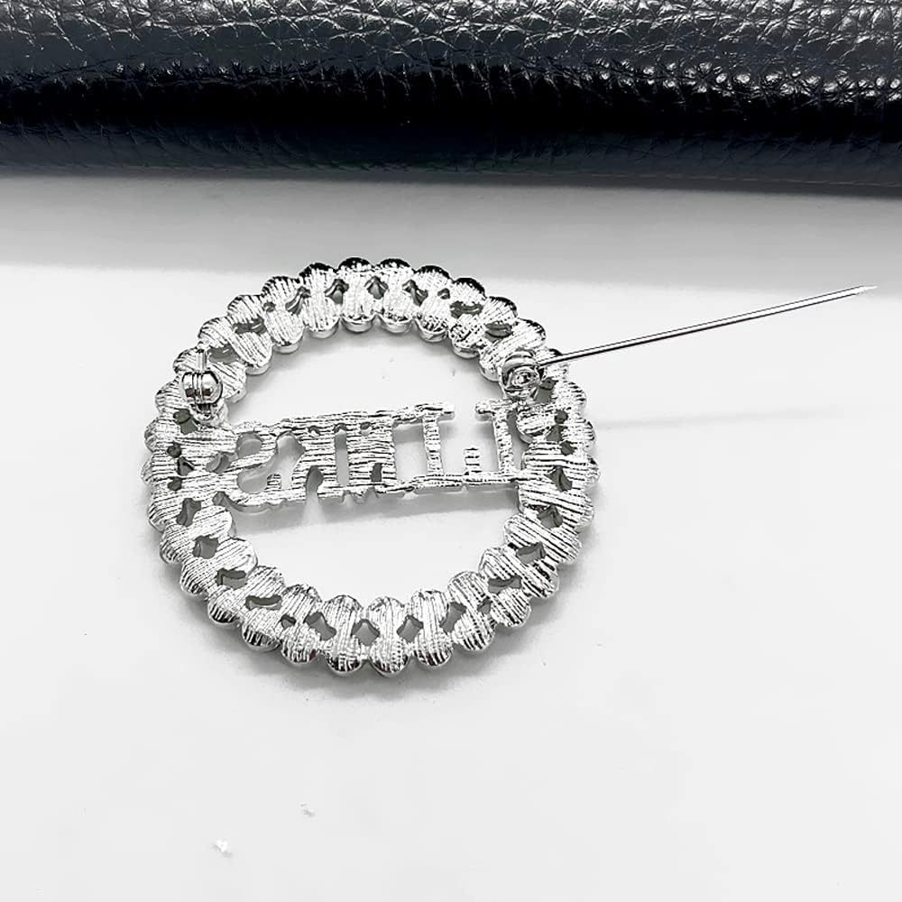 Exquisite green rhinestone inlaid round LINKS letter metal brooch the links incorporated society jewelry pin