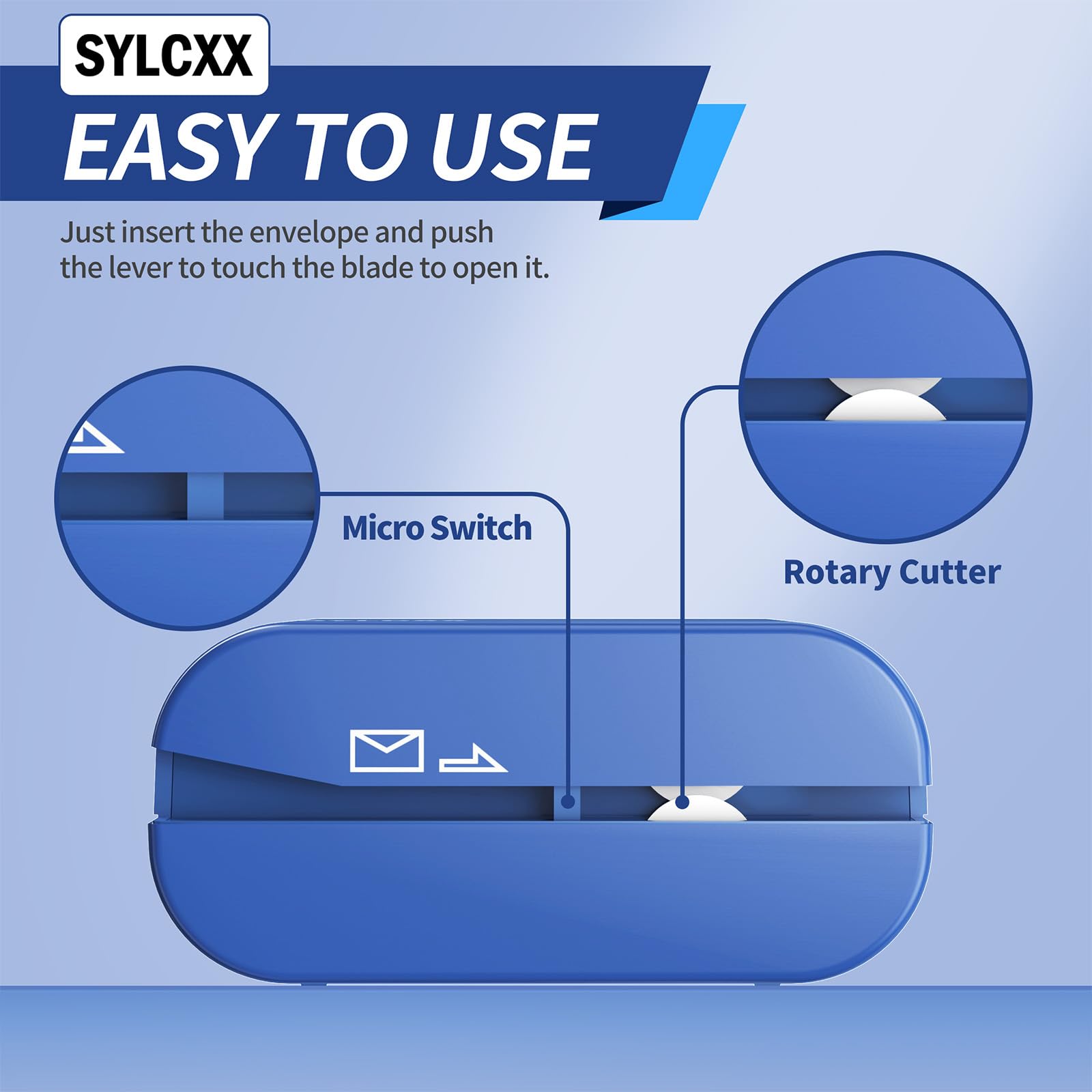 Rechargeable Electric Letter Opener - Electric Envelope Opener, Letter Openers Envelope Slitter for Office & Home Desks, Mail Openers with Safe Cutting and Portable Design