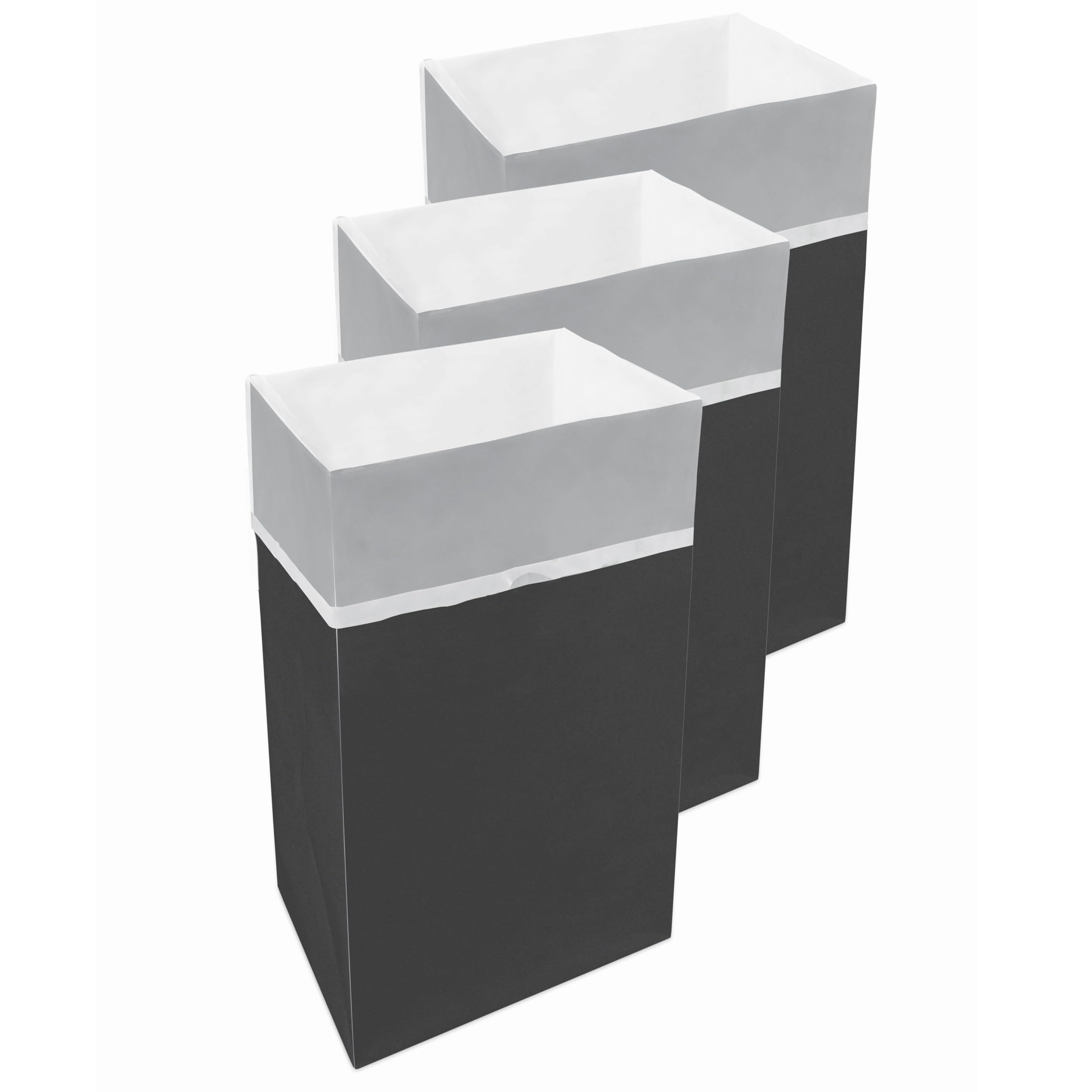 30 Gallon Disposable Pop-Up Trash Cans (3-Pack) with Fitted Bags – Foldable Garbage & Recycling Bins for Parties, Events & Kitchen (Black, 30" H x 14" W x 17" D)