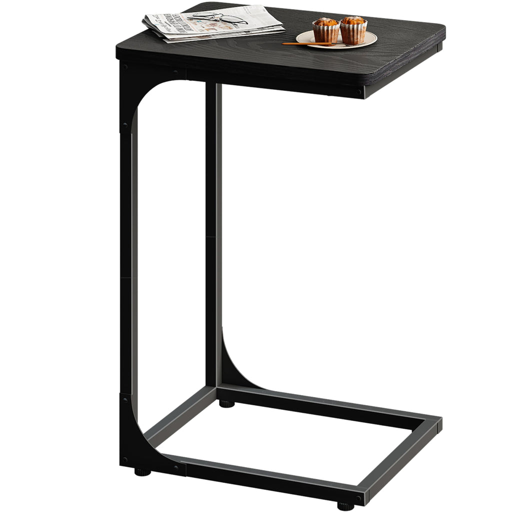 QEEIG C Table Side Table Set of 2 Living Room Sets C Shaped Couch Tray End Tables Farmhouse, Rustic Brown (017-30BN)