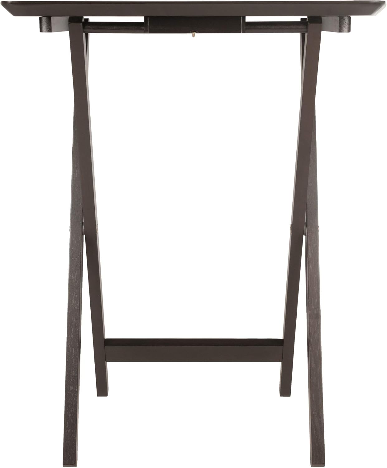 Winsome Anila Snack Table Set with Storage Rack, Fan Shaped, for Living Room, 26", Coffee, Set of 4 Tables